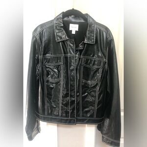 Nine West Black Patent Leather (or maybe Vinyl) Jacket